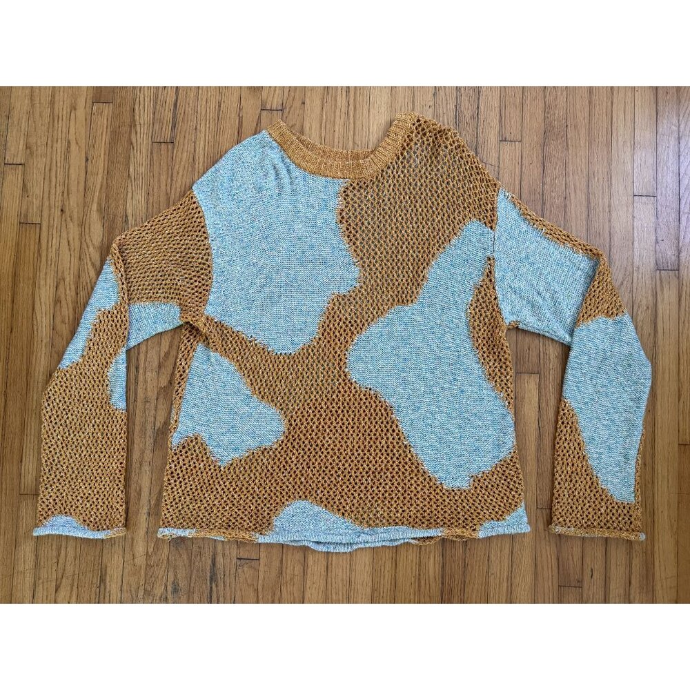 The Elder Statesman Patchwork Cotton Net Sweater – Hand-Crochet Knit (Men’s M)